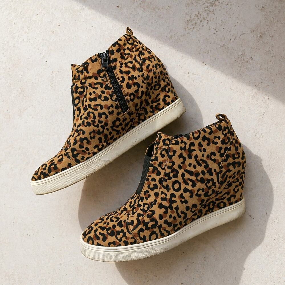 MIA Cristie leopard print wedge booties - Hidden Heel Sneakers Women's 10